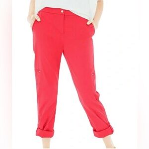 NWT Chico’s Ultimate Fit Luxe Twill Utility Crop Pants in Party Punch Size 12